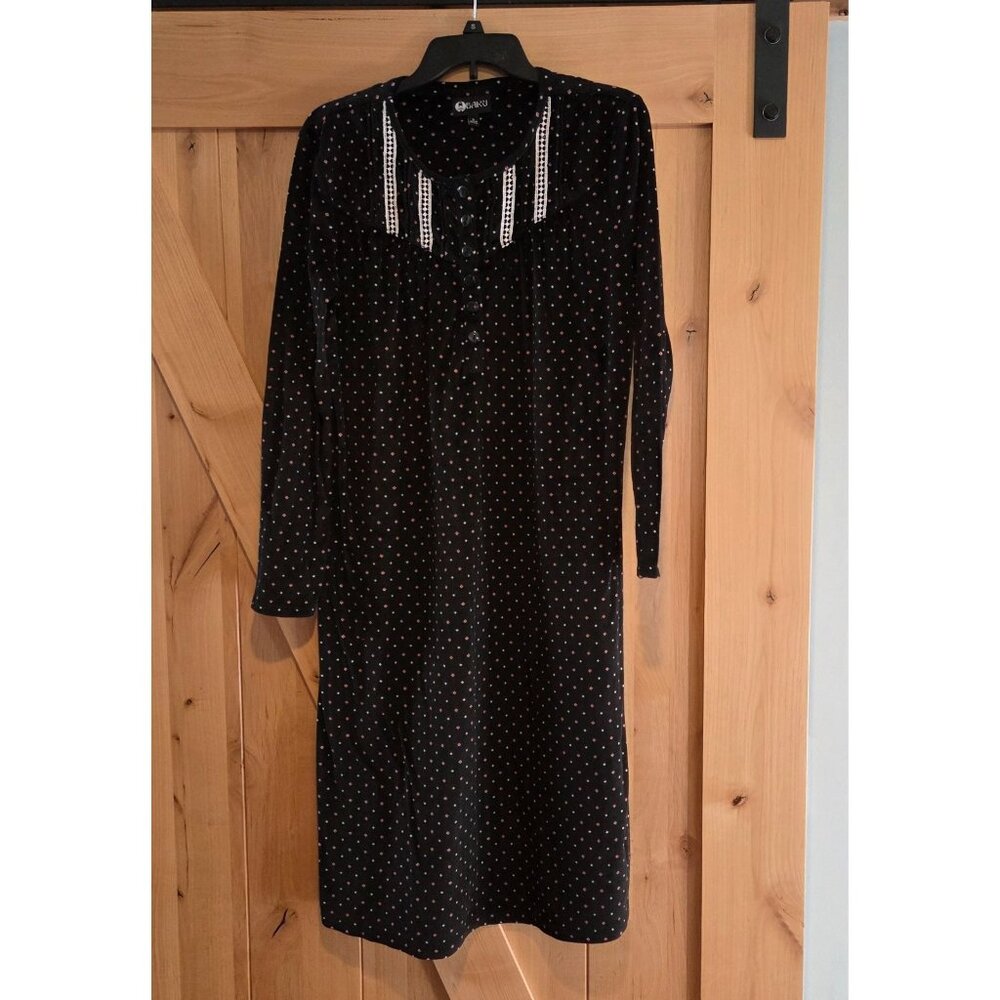 Baku Women Size S Velour Velvety Lace Nightgown Geometric Cozy Cottage Southwest